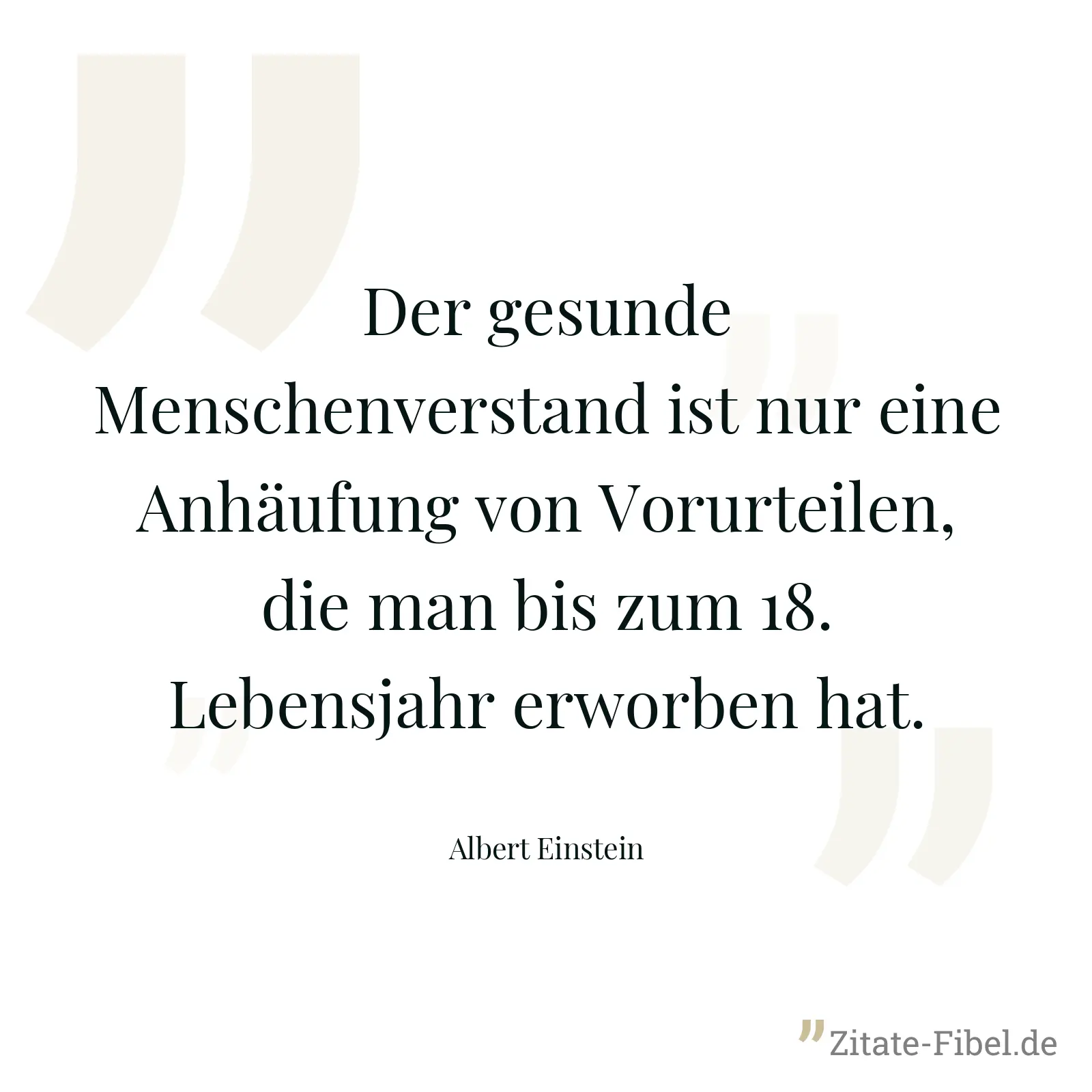 Der gesunde Menschenverstand ist nur eine Anhäufung von Vorurteilen, die man bis zum 18. Lebensjahr erworben hat. - Albert Einstein