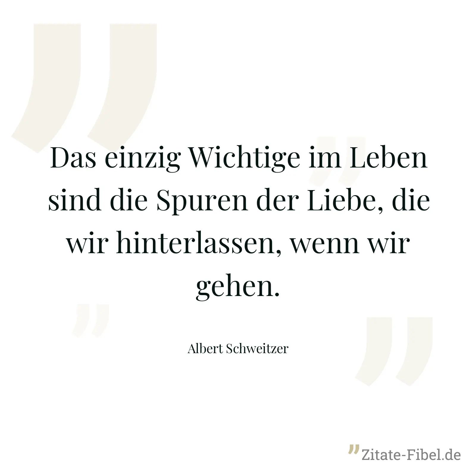 Das einzig Wichtige im Leben sind die Spuren der Liebe, die wir hinterlassen, wenn wir gehen. - Albert Schweitzer