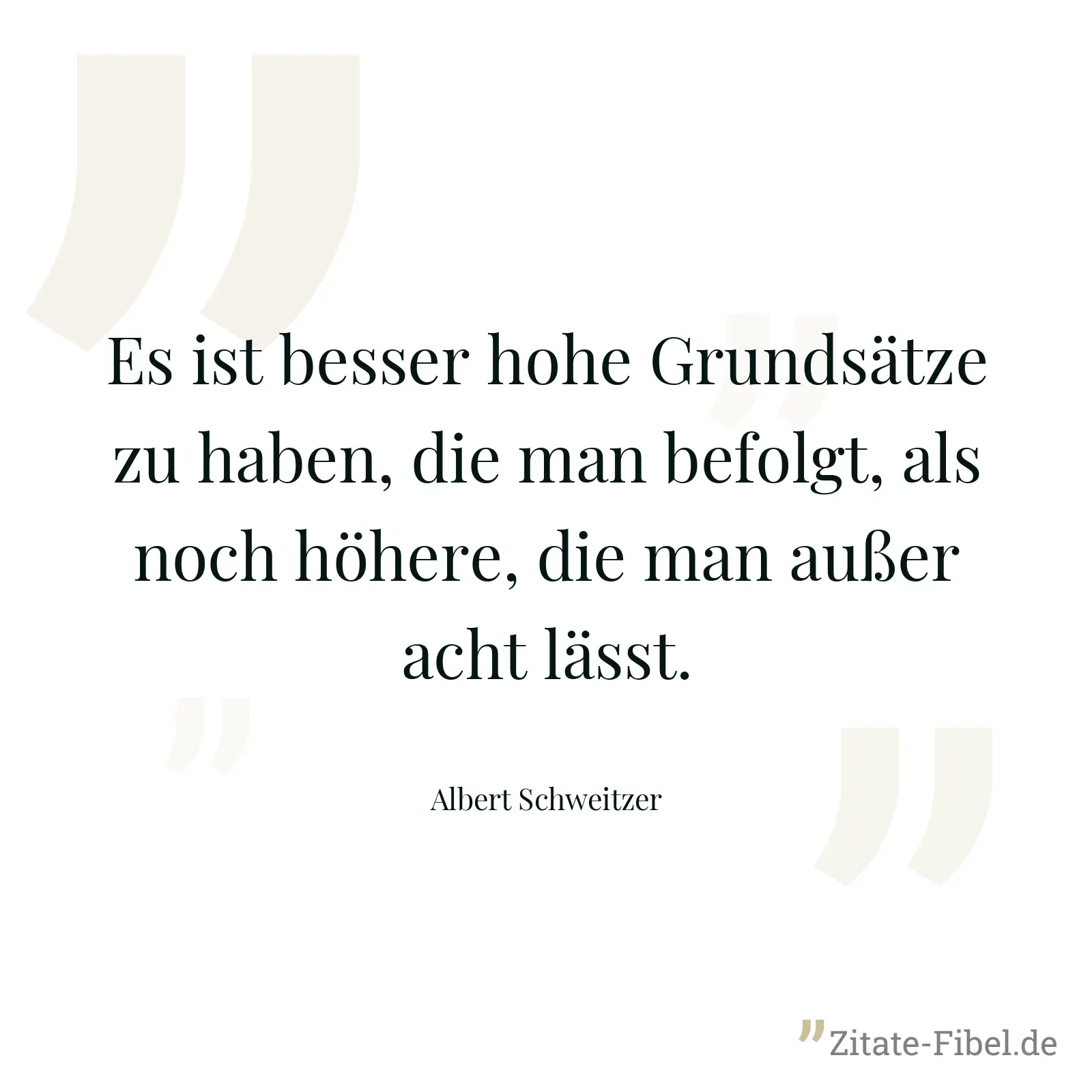 Es ist besser hohe Grundsätze zu haben, die man befolgt, als noch höhere, die man außer acht lässt. - Albert Schweitzer