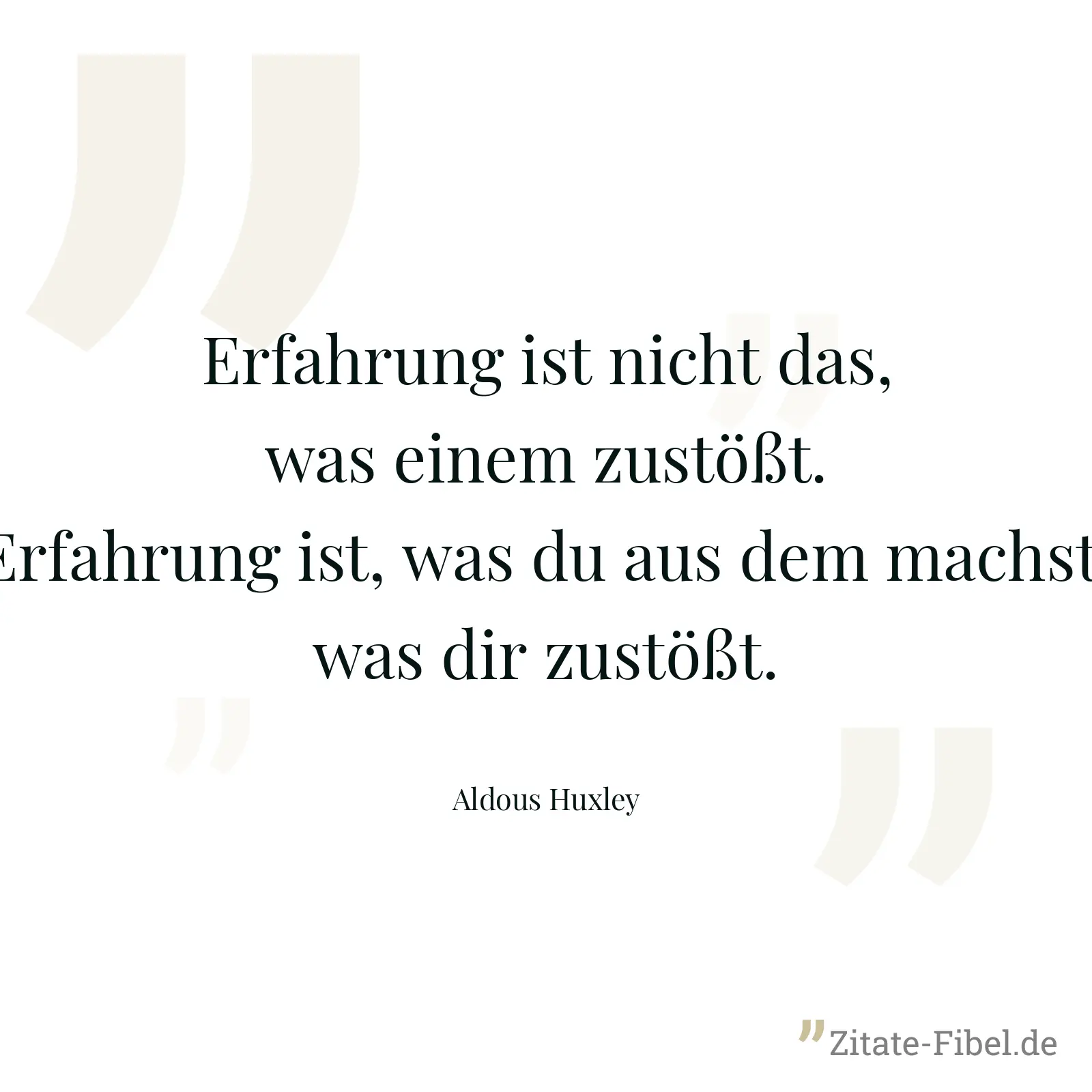 Erfahrung ist nicht das, was einem zustößt. Erfahrung ist, was du aus dem machst, was dir zustößt. - Aldous Huxley