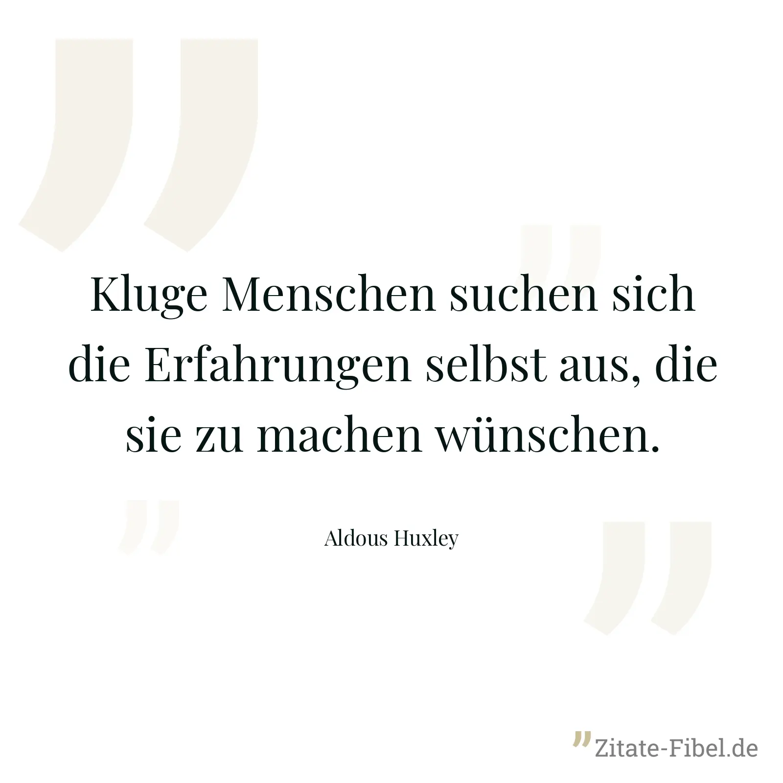 Kluge Menschen suchen sich die Erfahrungen selbst aus, die sie zu machen wünschen. - Aldous Huxley