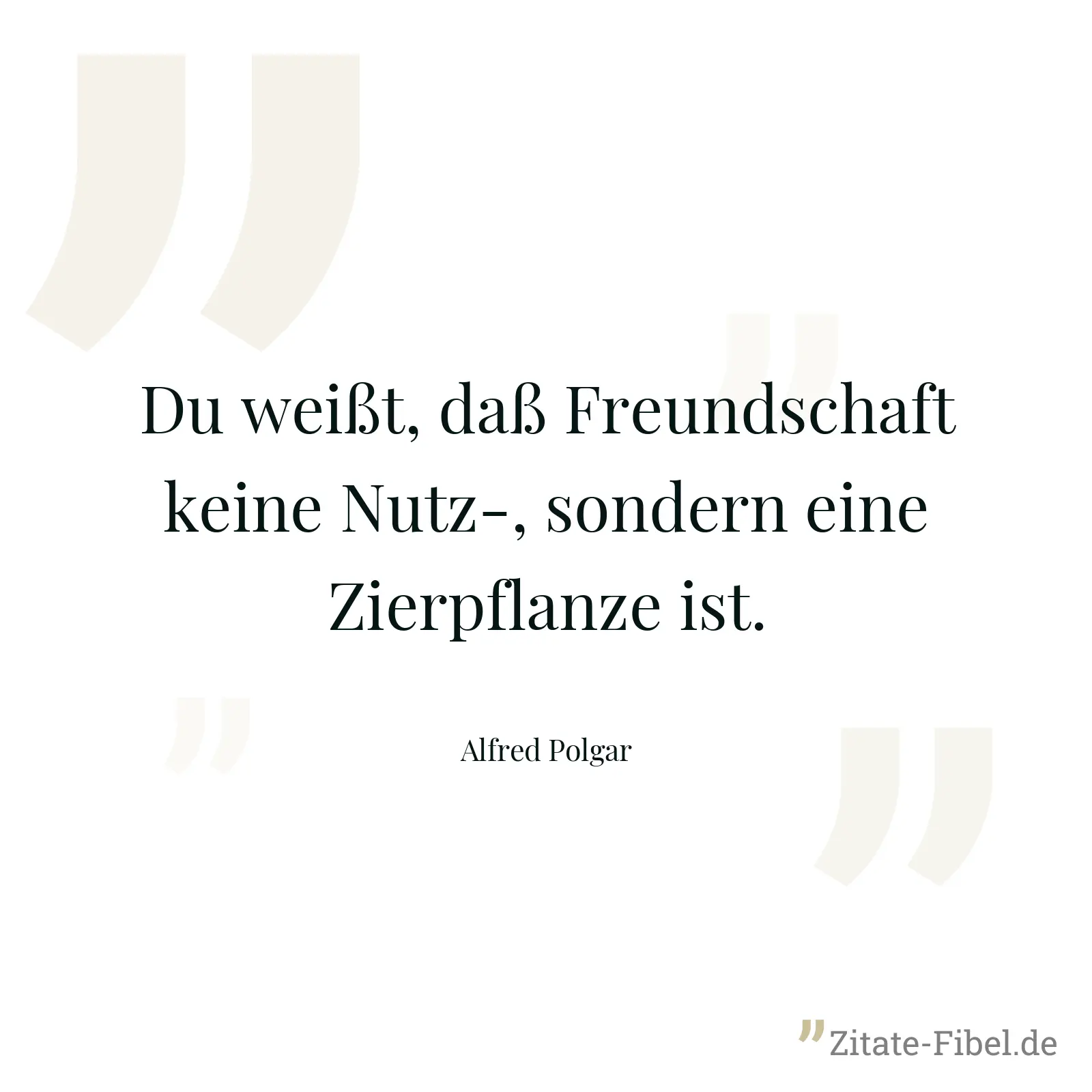 Du weißt, daß Freundschaft keine Nutz-, sondern eine Zierpflanze ist. - Alfred Polgar