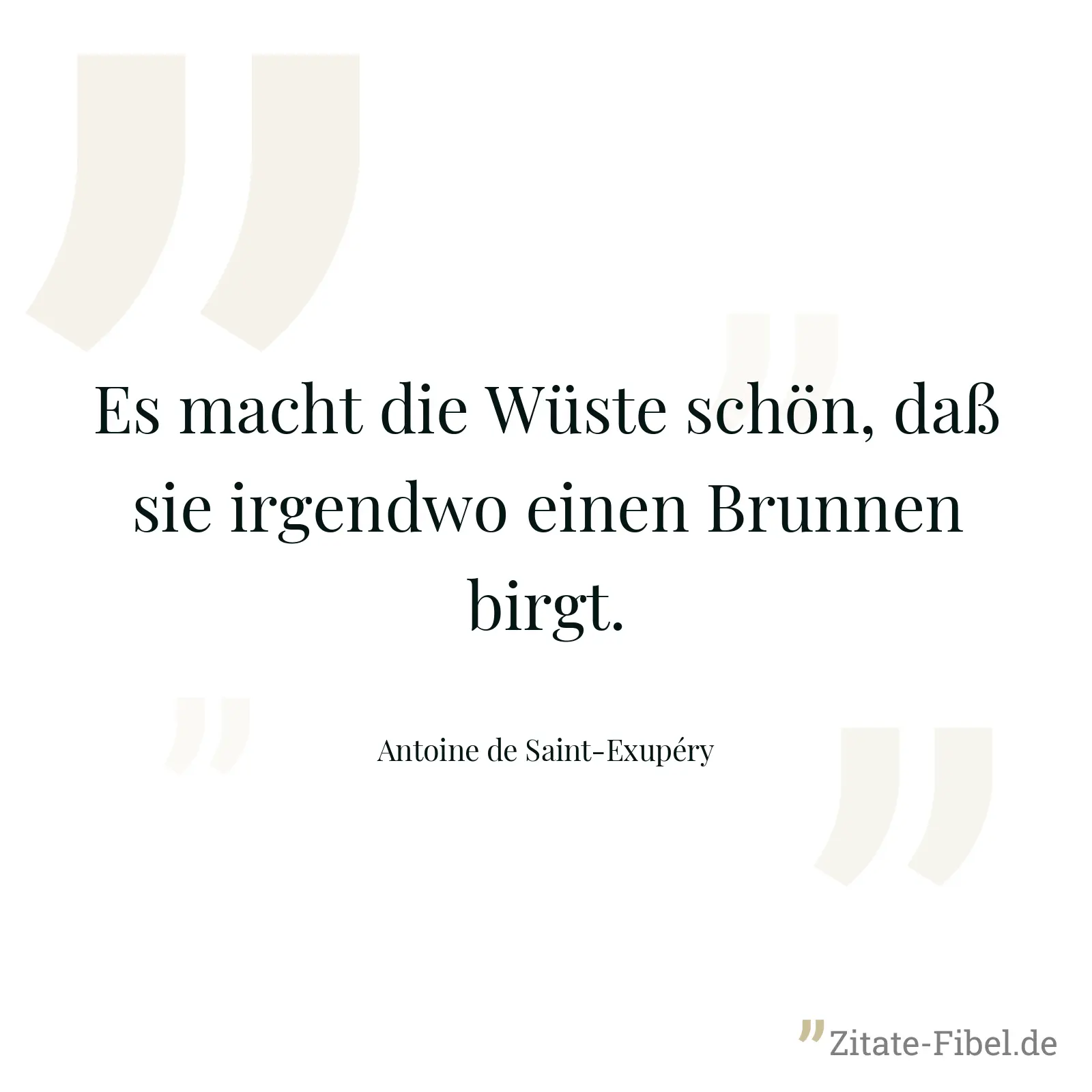 Es macht die Wüste schön, daß sie irgendwo einen Brunnen birgt. - Antoine de Saint-Exupéry