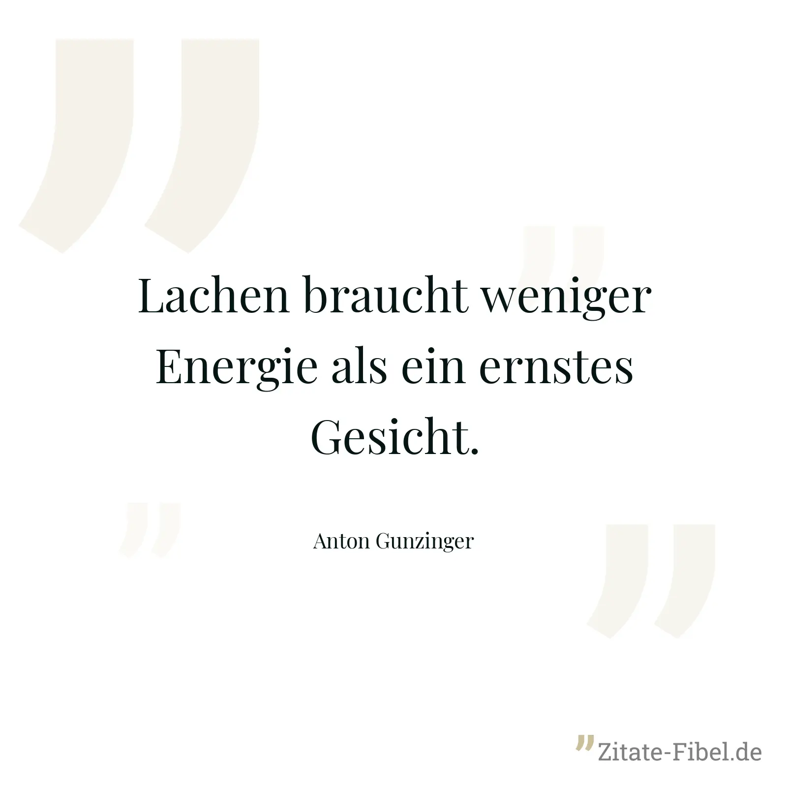 Lachen braucht weniger Energie als ein ernstes Gesicht. - Anton Gunzinger