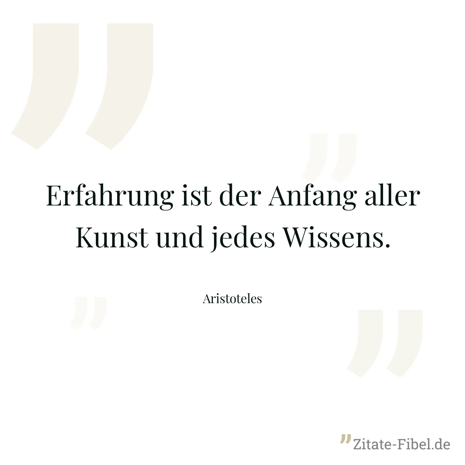 Erfahrung ist der Anfang aller Kunst und jedes Wissens. - Aristoteles