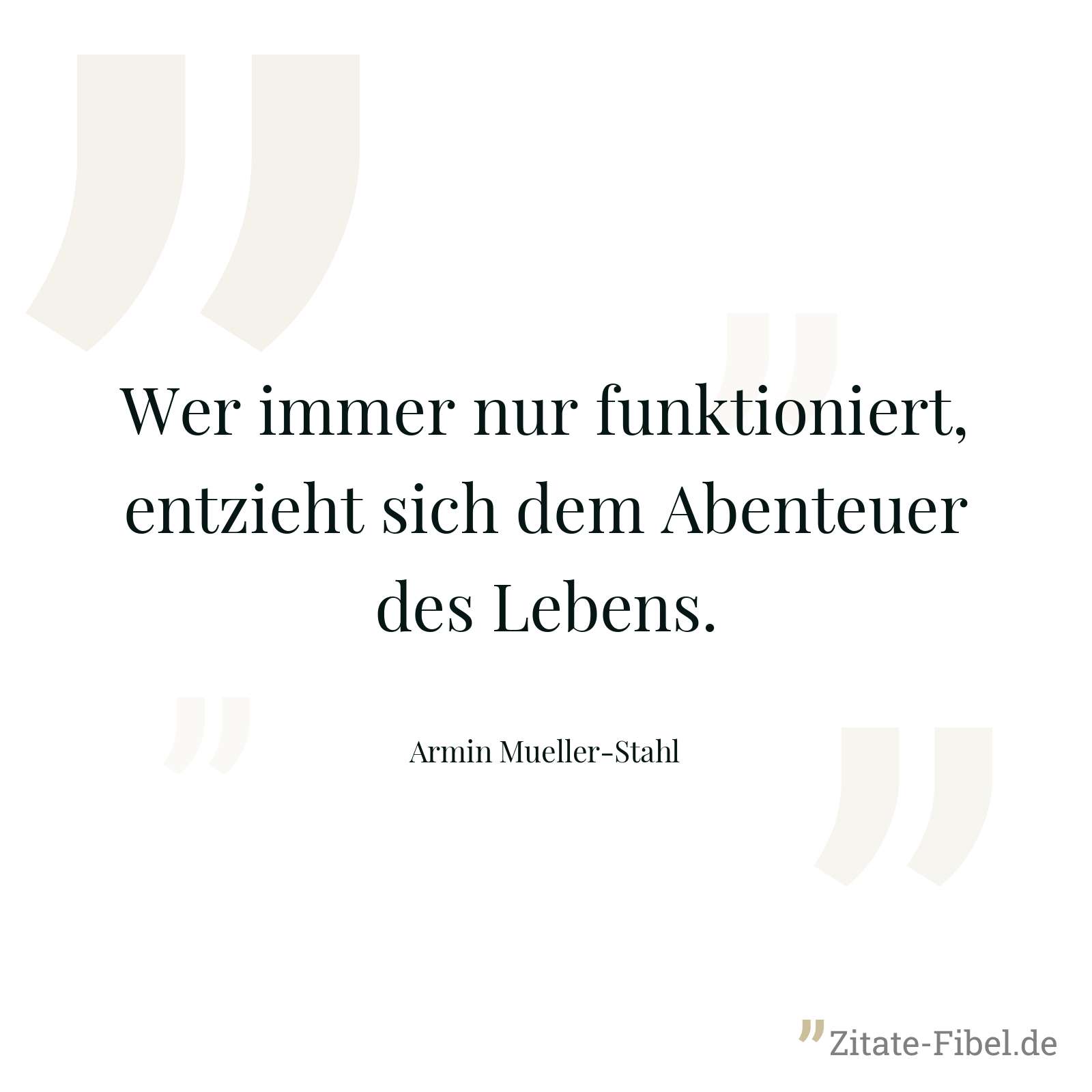 Wer immer nur funktioniert, entzieht sich dem Abenteuer des Lebens. - Armin Mueller-Stahl