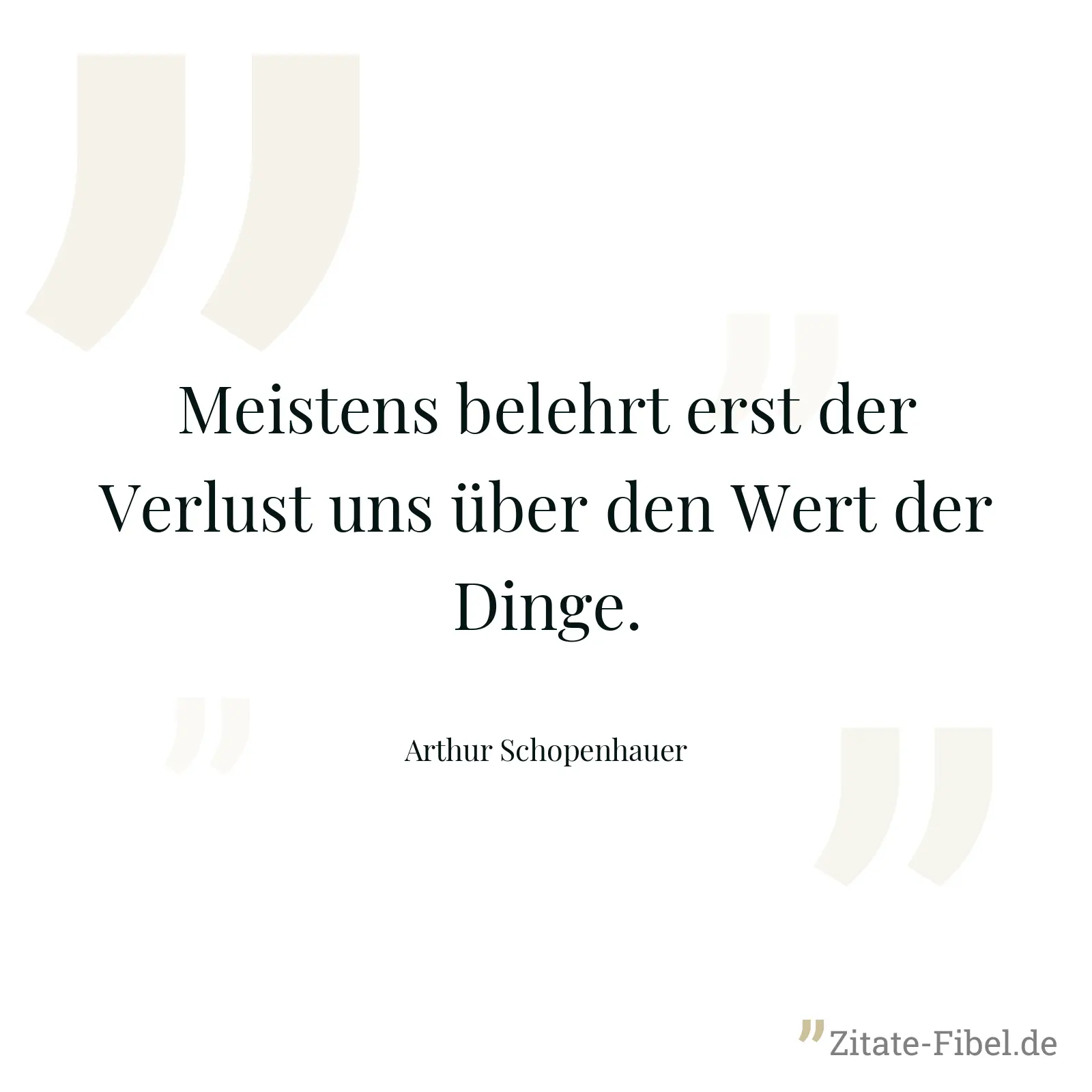 Meistens belehrt erst der Verlust uns über den Wert der Dinge. - Arthur Schopenhauer