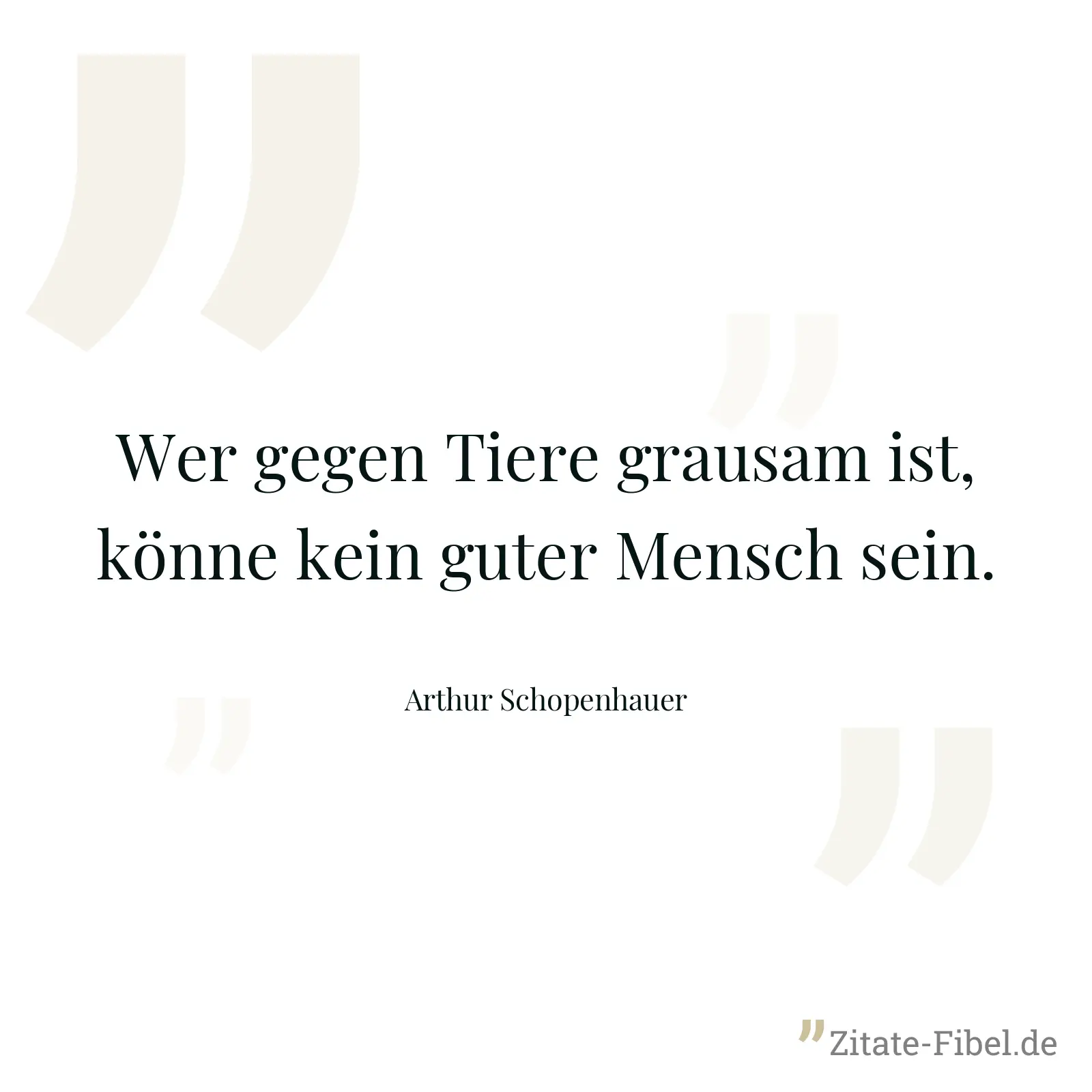 Wer gegen Tiere grausam ist, könne kein guter Mensch sein. - Arthur Schopenhauer
