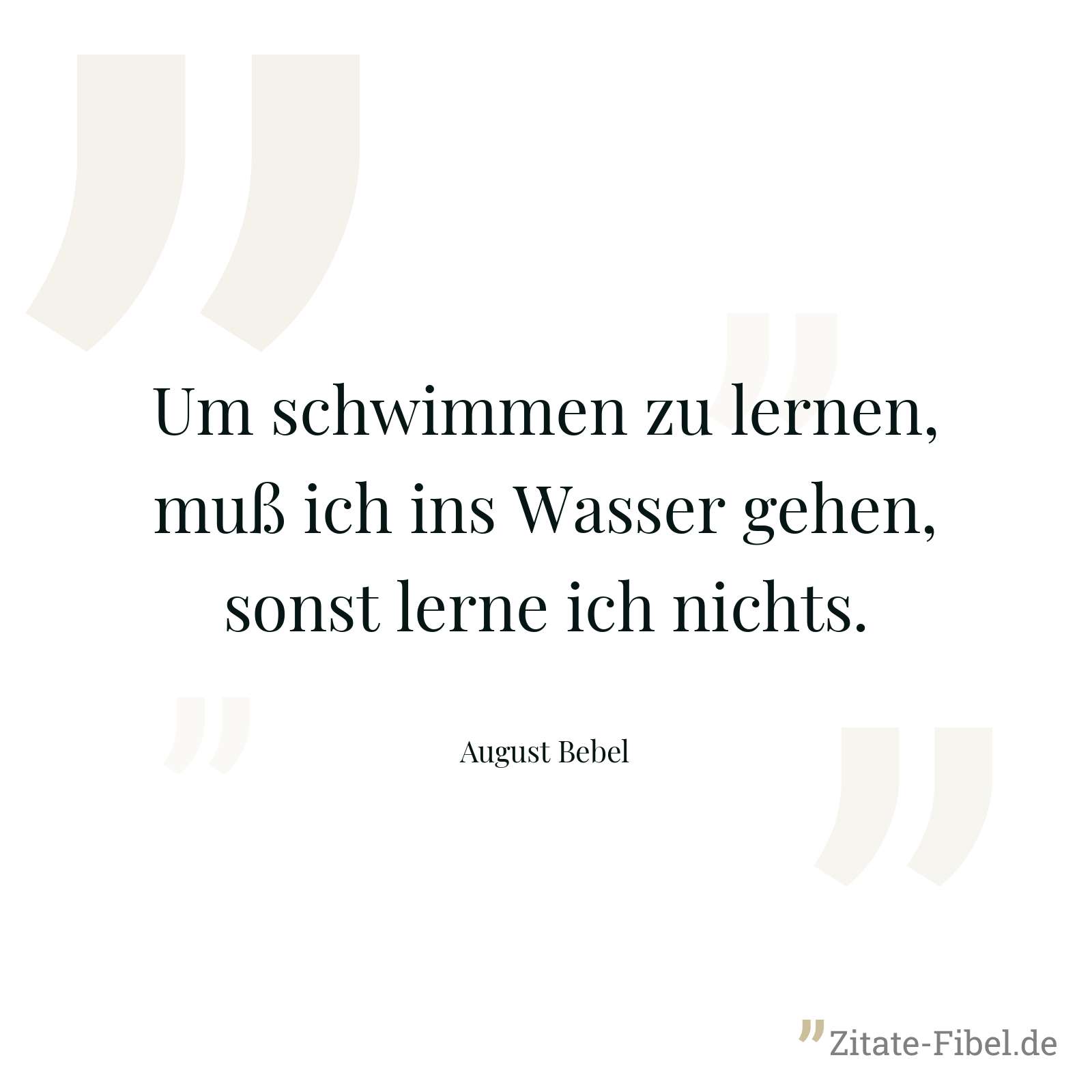 Um schwimmen zu lernen, muß ich ins Wasser gehen, sonst lerne ich nichts. - August Bebel