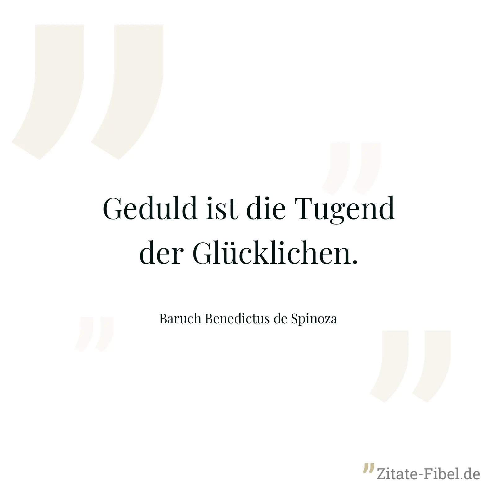 Geduld ist die Tugend der Glücklichen. - Baruch Benedictus de Spinoza