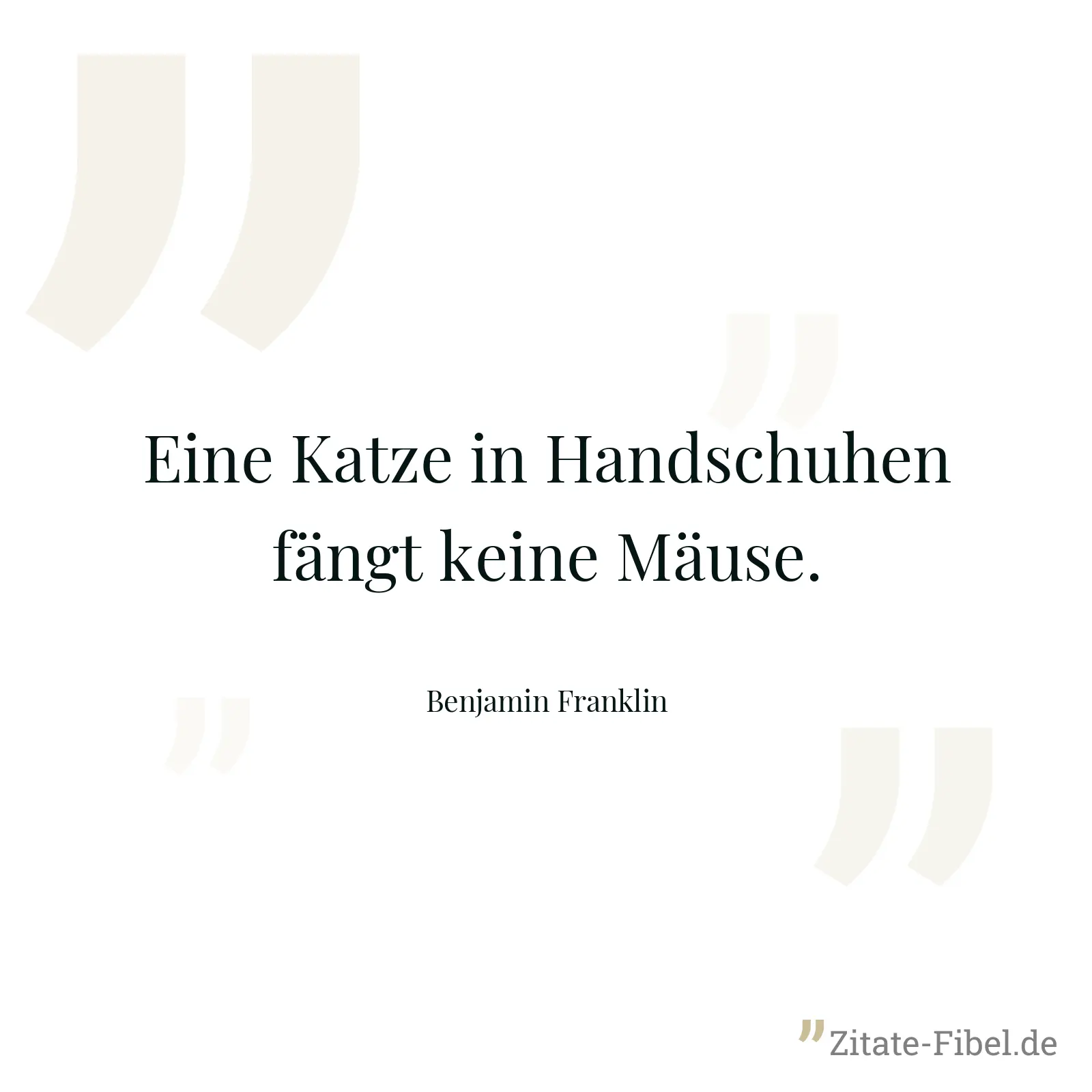 Eine Katze in Handschuhen fängt keine Mäuse. - Benjamin Franklin