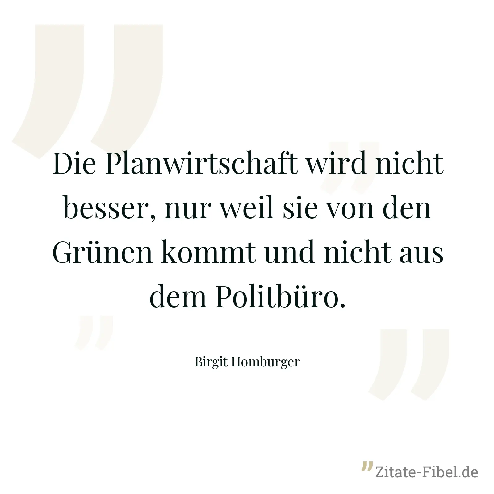 Die Planwirtschaft wird nicht besser, nur weil sie von den Grünen kommt und nicht aus dem Politbüro. - Birgit Homburger
