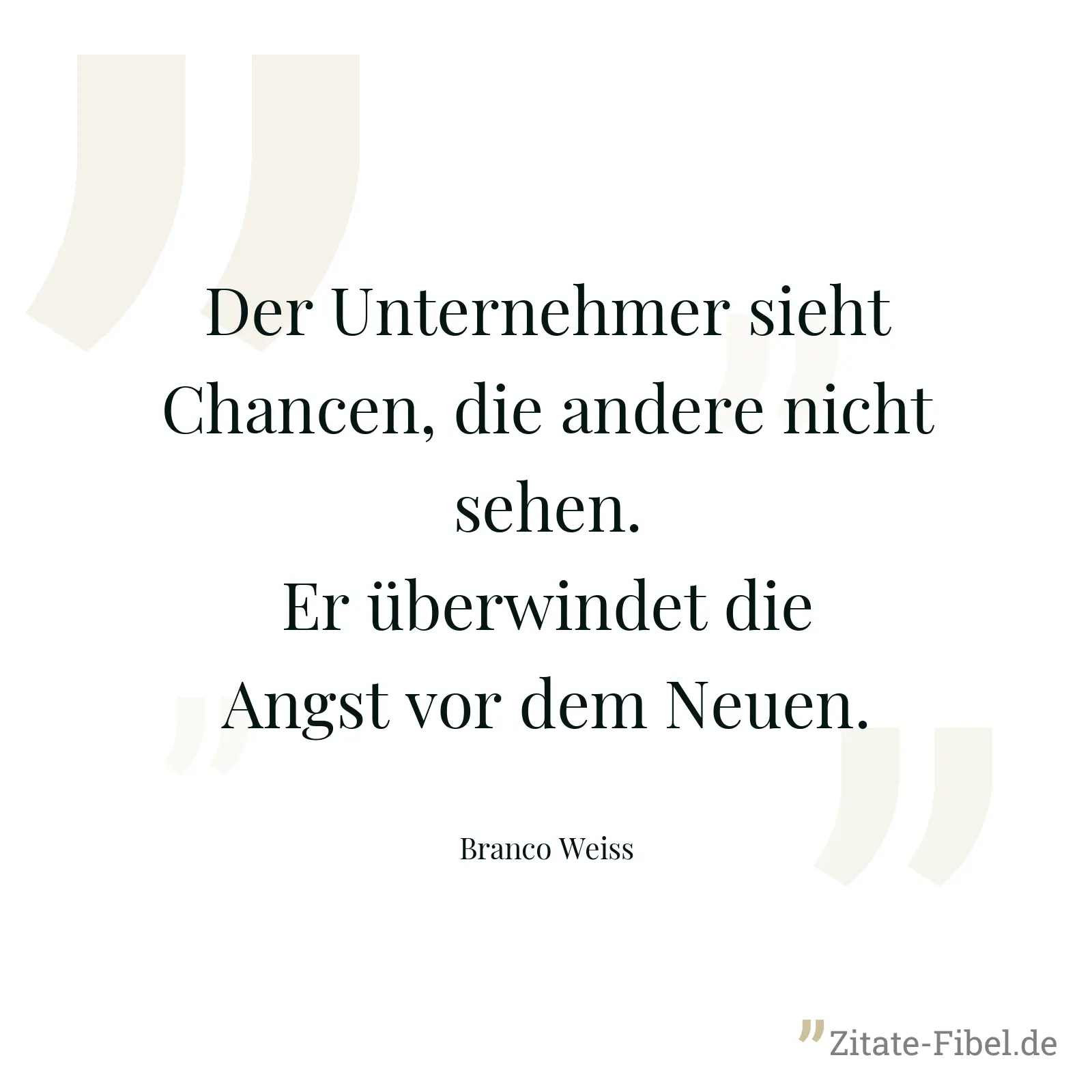 Der Unternehmer sieht Chancen, die andere nicht sehen. Er überwindet die Angst vor dem Neuen. - Branco Weiss