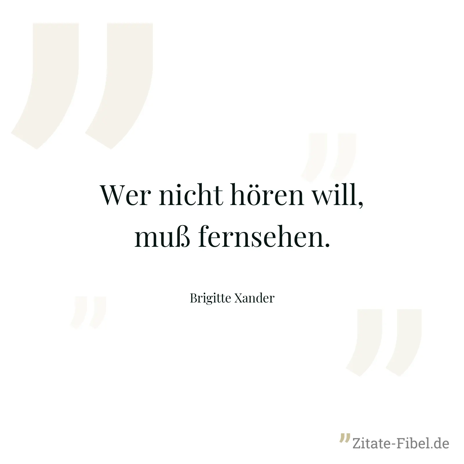 Wer nicht hören will, muß fernsehen. - Brigitte Xander