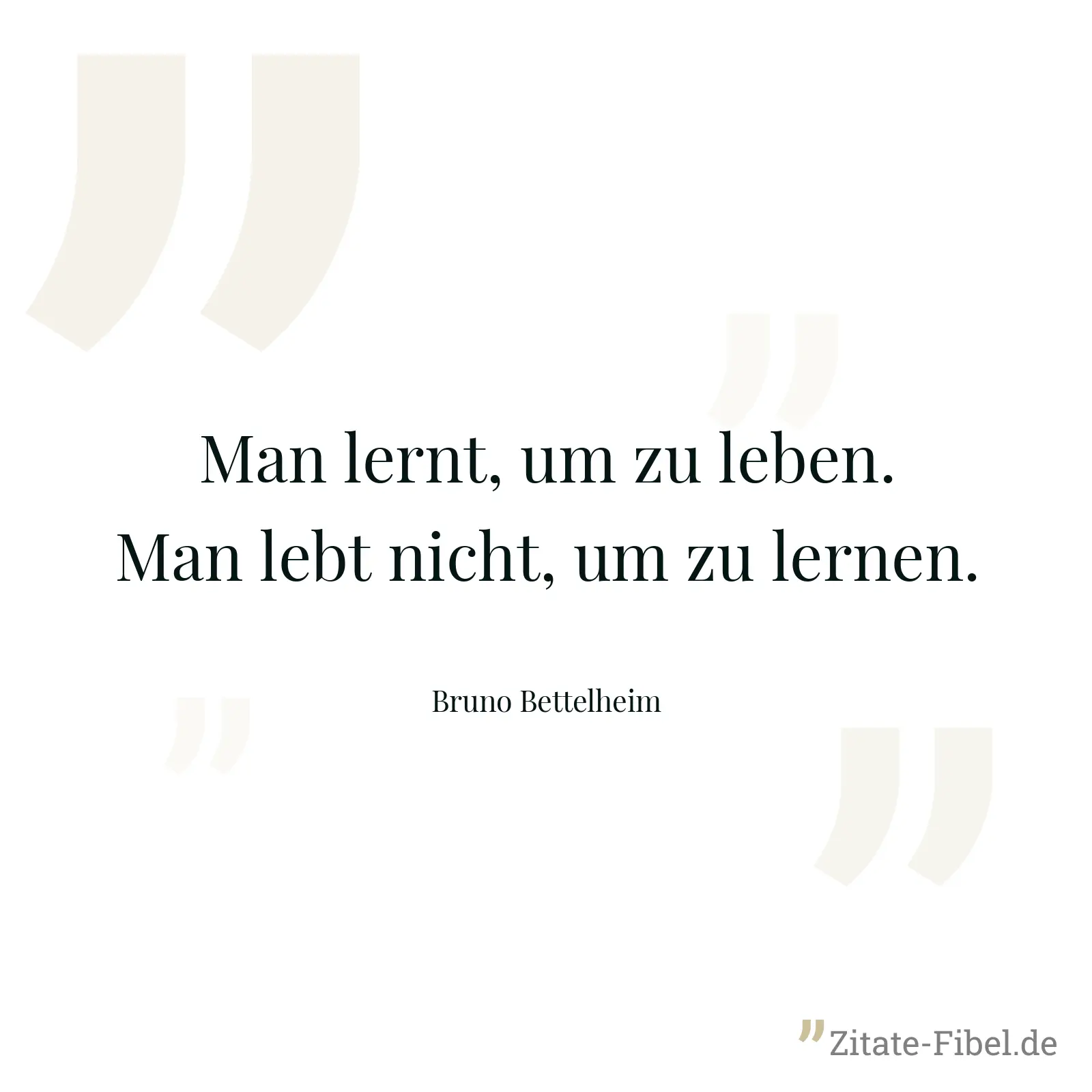 Man lernt, um zu leben. Man lebt nicht, um zu lernen. - Bruno Bettelheim