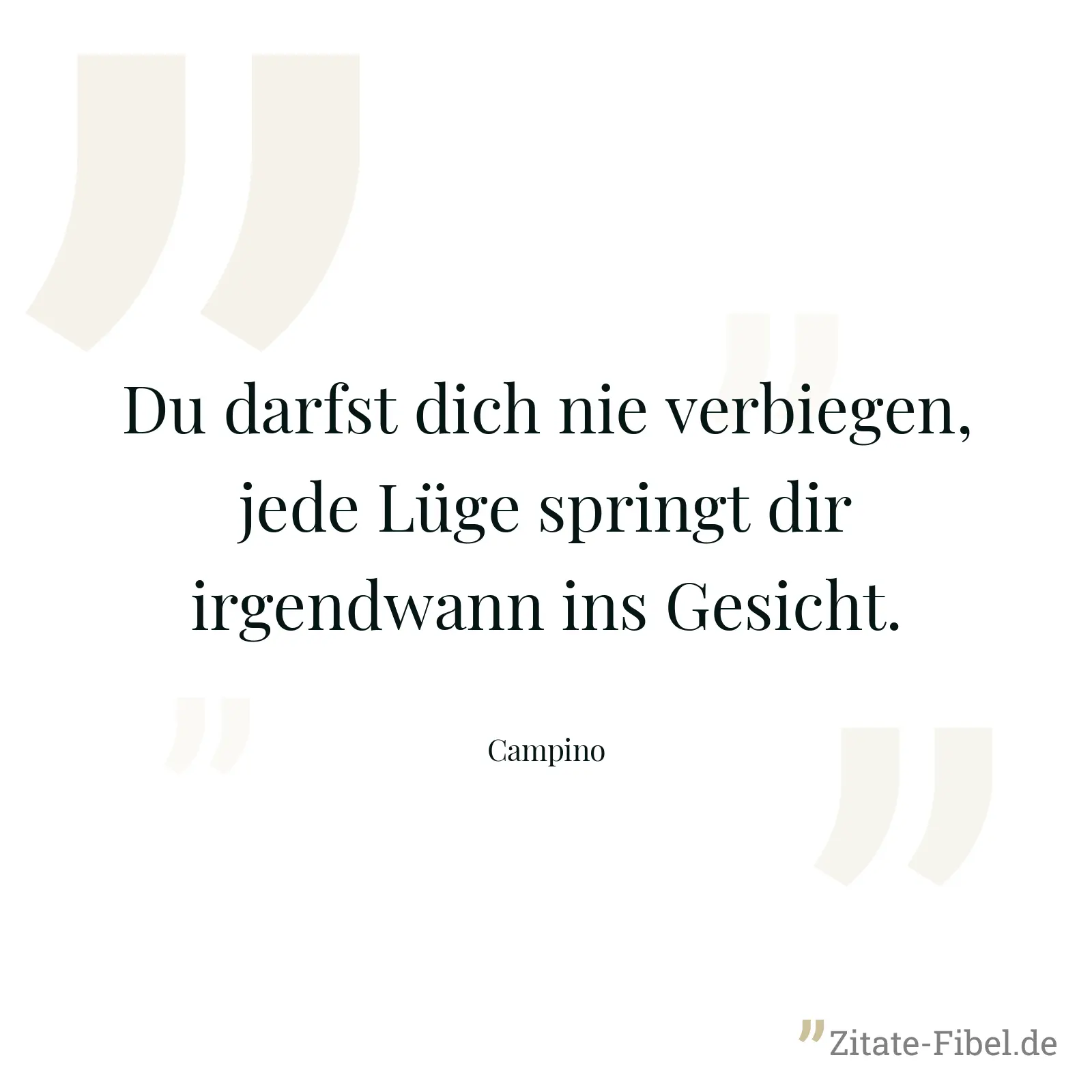 Du darfst dich nie verbiegen, jede Lüge springt dir irgendwann ins Gesicht. - Campino