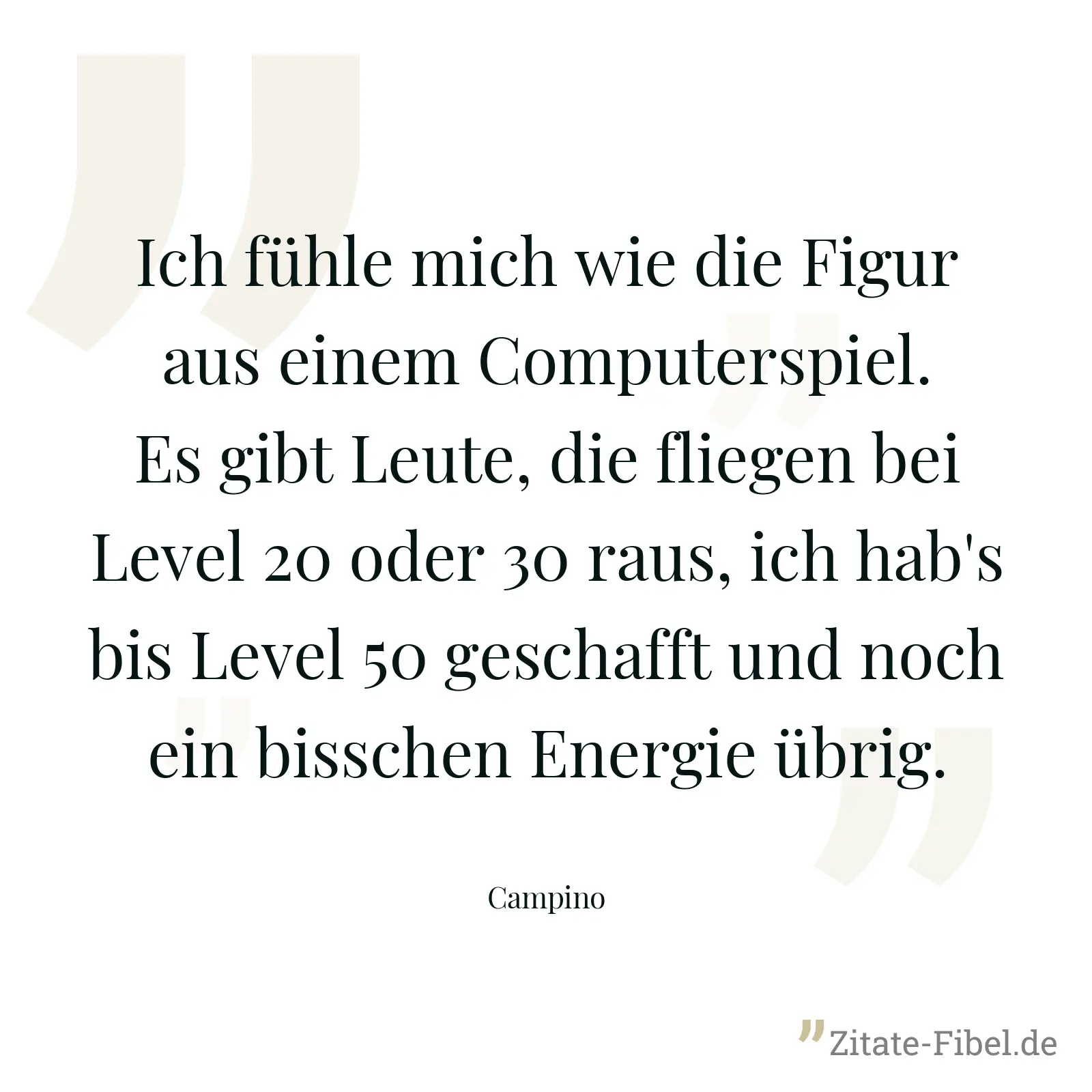 Ich fühle mich wie die Figur aus einem Computerspiel. Es gibt Leute, die fliegen bei Level 20 oder 30 raus, ich hab's bis Level 50 geschafft und noch ein bisschen Energie übrig. - Campino