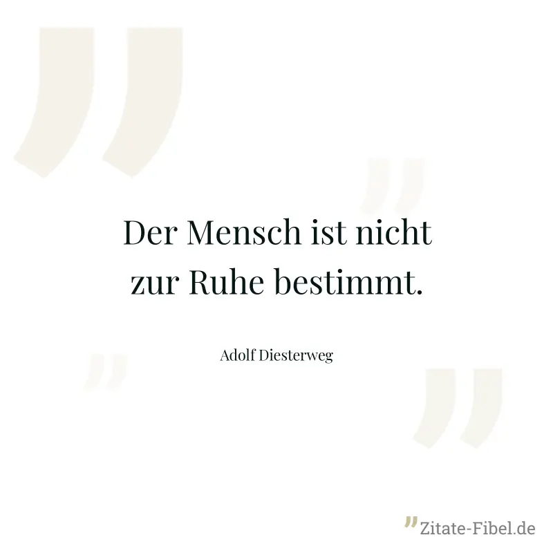 Der Mensch ist nicht zur Ruhe bestimmt. - Adolf Diesterweg