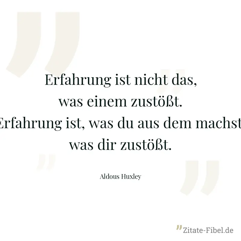 Erfahrung ist nicht das, was einem zustößt. Erfahrung ist, was du aus dem machst, was dir zustößt. - Aldous Huxley
