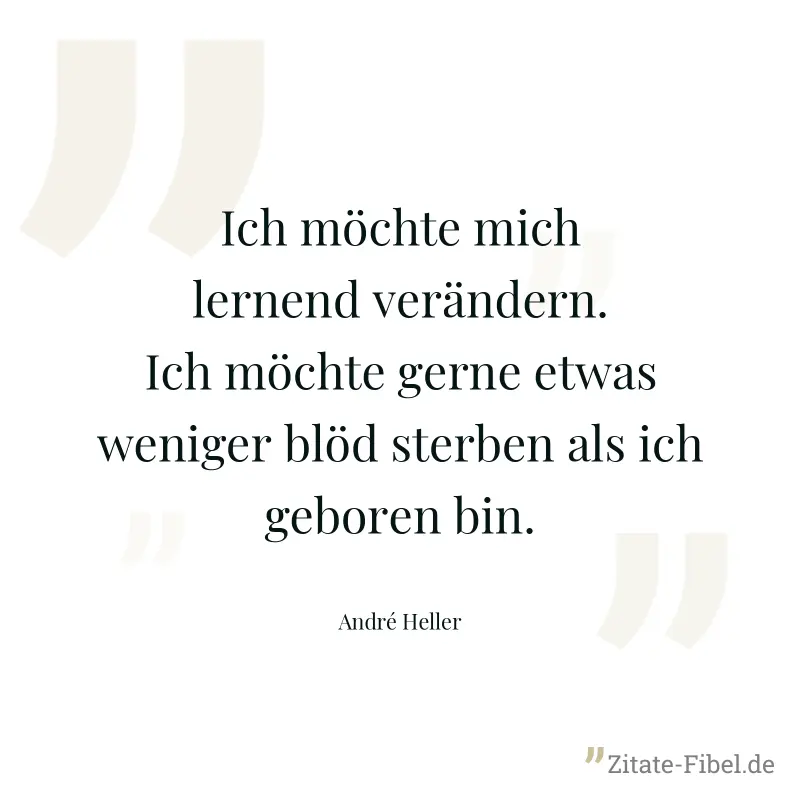 Ich möchte mich lernend verändern. Ich möchte gerne etwas weniger blöd sterben als ich geboren bin. - André Heller