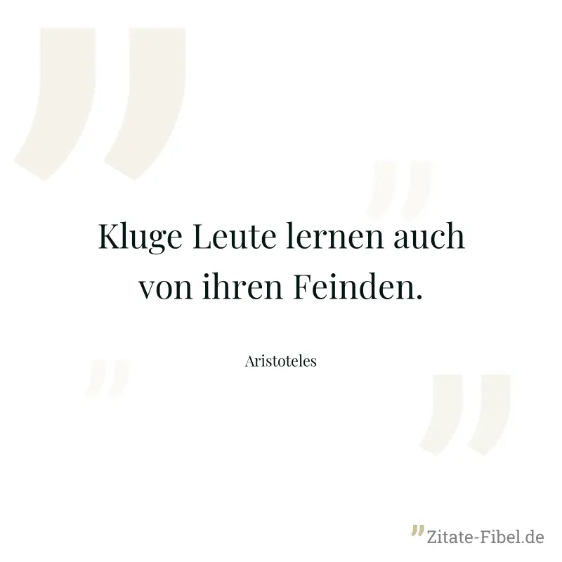 Kluge Leute lernen auch von ihren Feinden. - Aristoteles