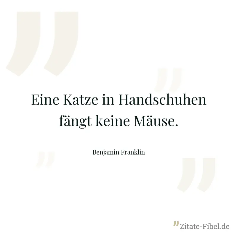 Eine Katze in Handschuhen fängt keine Mäuse. - Benjamin Franklin