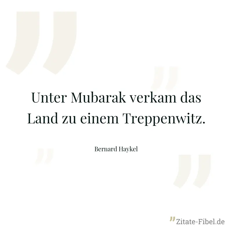 Unter Mubarak verkam das Land zu einem Treppenwitz. - Bernard Haykel