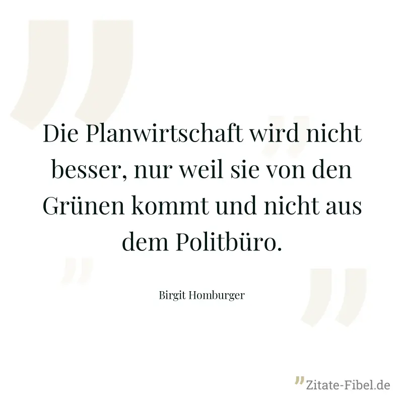 Die Planwirtschaft wird nicht besser, nur weil sie von den Grünen kommt und nicht aus dem Politbüro. - Birgit Homburger