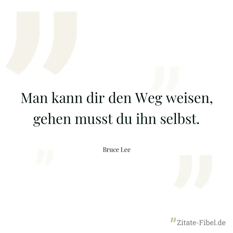 Man kann dir den Weg weisen, gehen musst du ihn selbst. - Bruce Lee