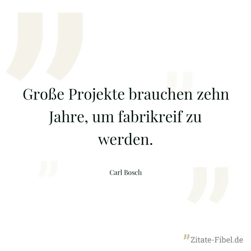 Große Projekte brauchen zehn Jahre, um fabrikreif zu werden. - Carl Bosch