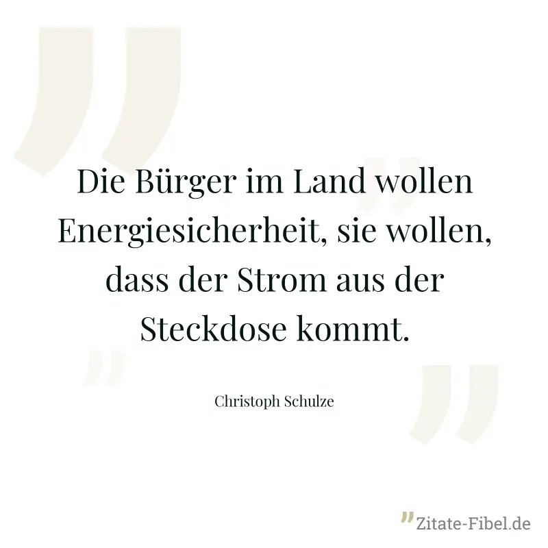 Die Bürger im Land wollen Energiesicherheit, sie wollen, dass der Strom aus der Steckdose kommt. - Christoph Schulze
