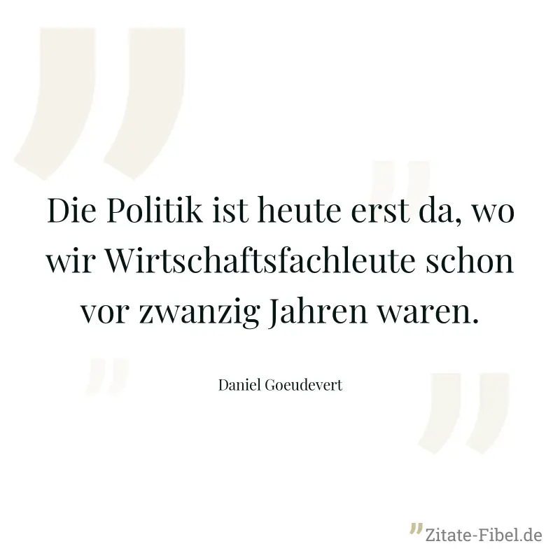 Die Politik ist heute erst da, wo wir Wirtschaftsfachleute schon vor zwanzig Jahren waren. - Daniel Goeudevert