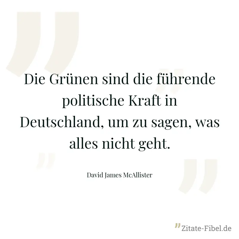 Die Grünen sind die führende politische Kraft in Deutschland, um zu sagen, was alles nicht geht. - David James McAllister