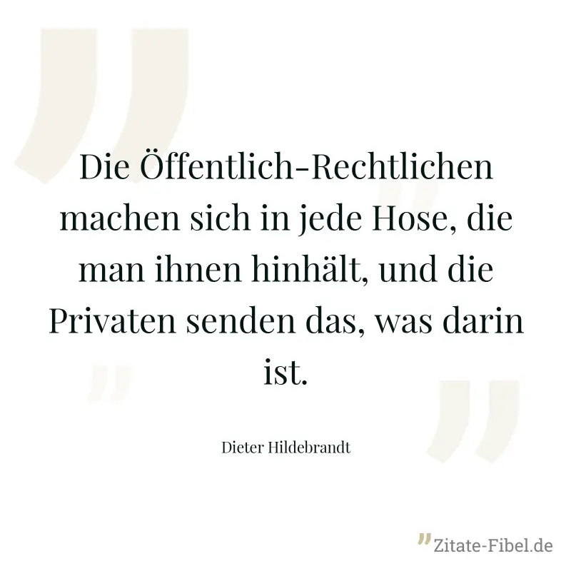 Die Öffentlich-Rechtlichen machen sich in jede Hose, die man ihnen hinhält, und die Privaten senden das, was darin ist. - Dieter Hildebrandt