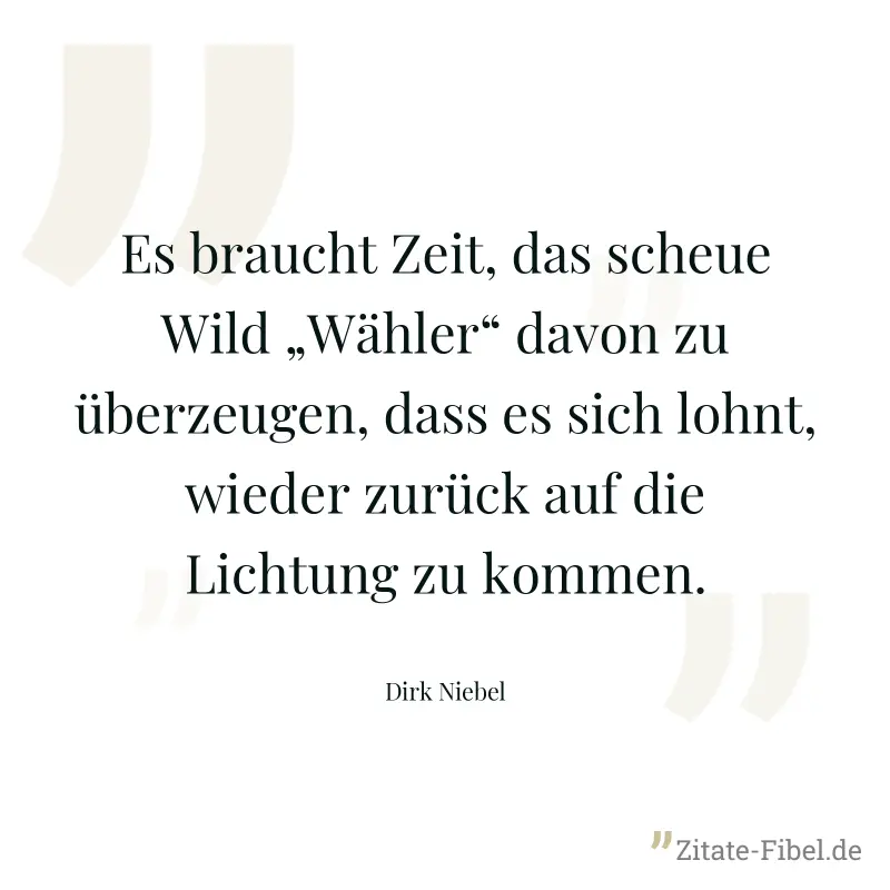 Es braucht Zeit, das scheue Wild „Wähler“ davon zu überzeugen, dass es sich lohnt, wieder zurück auf die Lichtung zu kommen. - Dirk Niebel