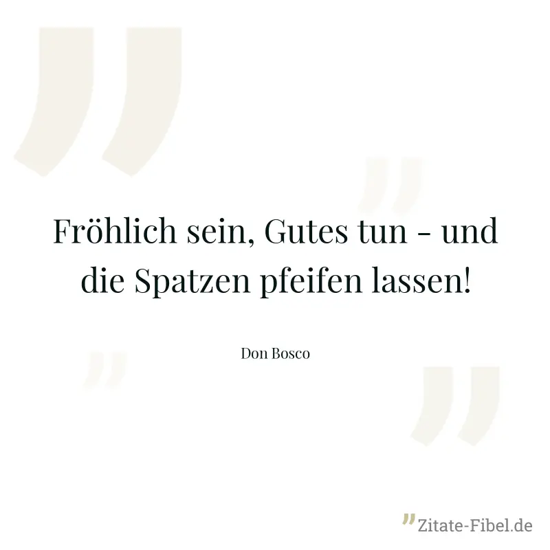Fröhlich sein, Gutes tun - und die Spatzen pfeifen lassen! - Don Bosco