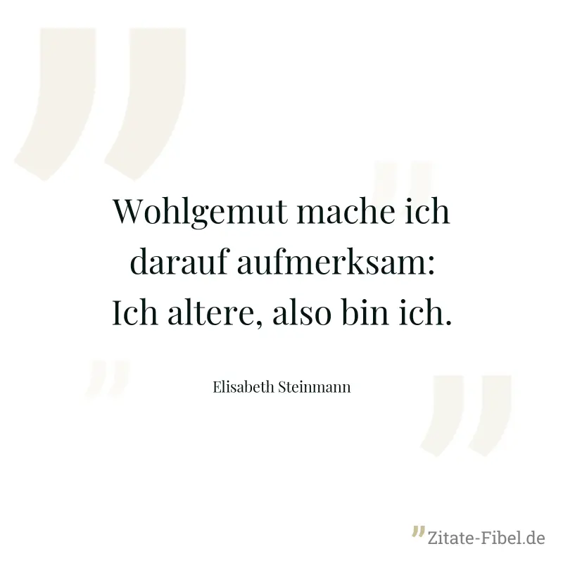 Wohlgemut mache ich darauf aufmerksam: Ich altere, also bin ich. - Elisabeth Steinmann
