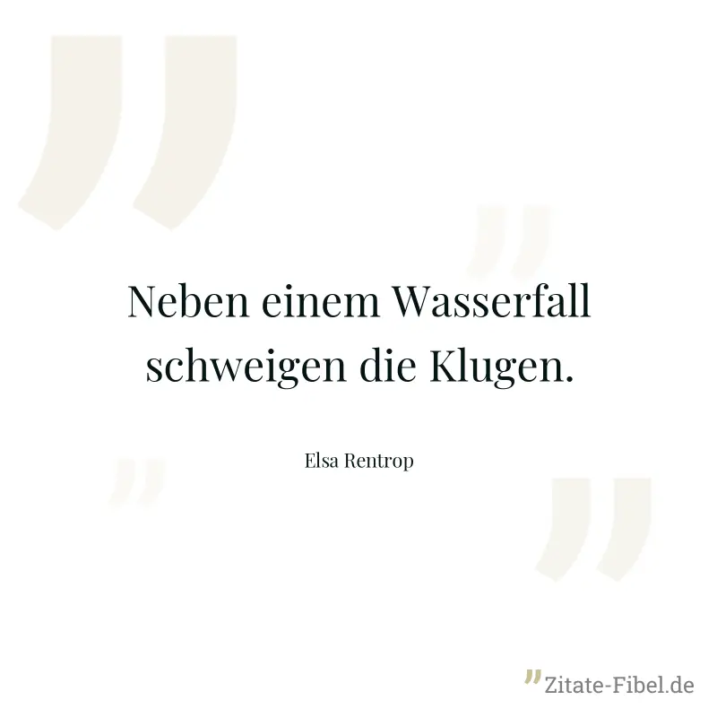 Neben einem Wasserfall schweigen die Klugen. - Elsa Rentrop