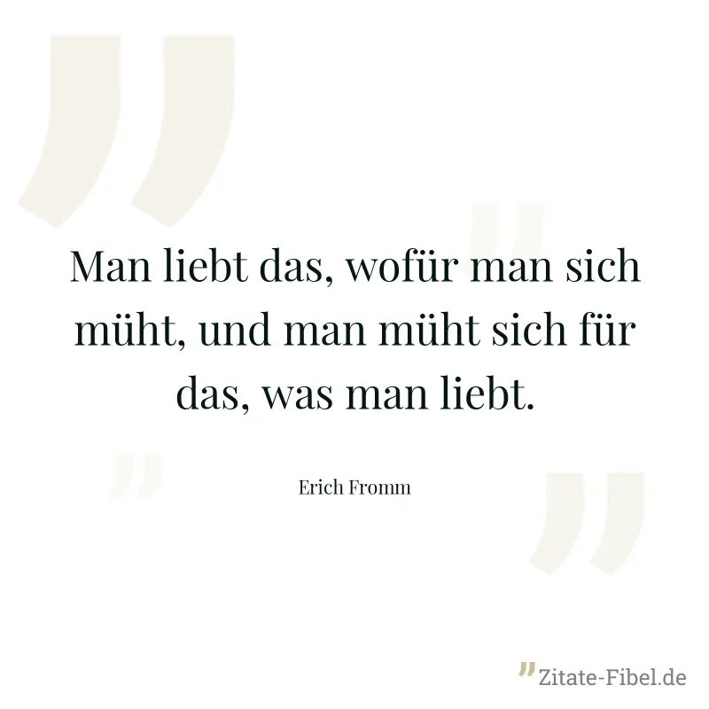 Man liebt das, wofür man sich müht, und man müht sich für das, was man liebt. - Erich Fromm