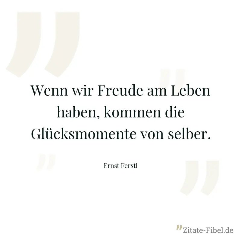 Wenn wir Freude am Leben haben, kommen die Glücksmomente von selber. - Ernst Ferstl
