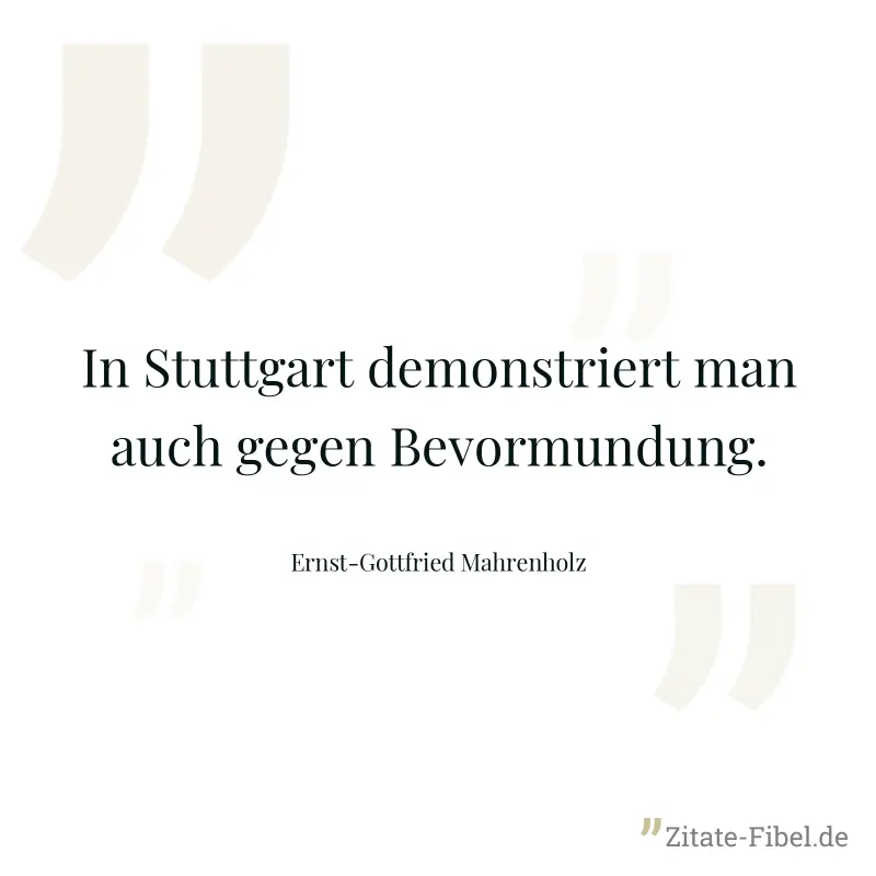 In Stuttgart demonstriert man auch gegen Bevormundung. - Ernst-Gottfried Mahrenholz