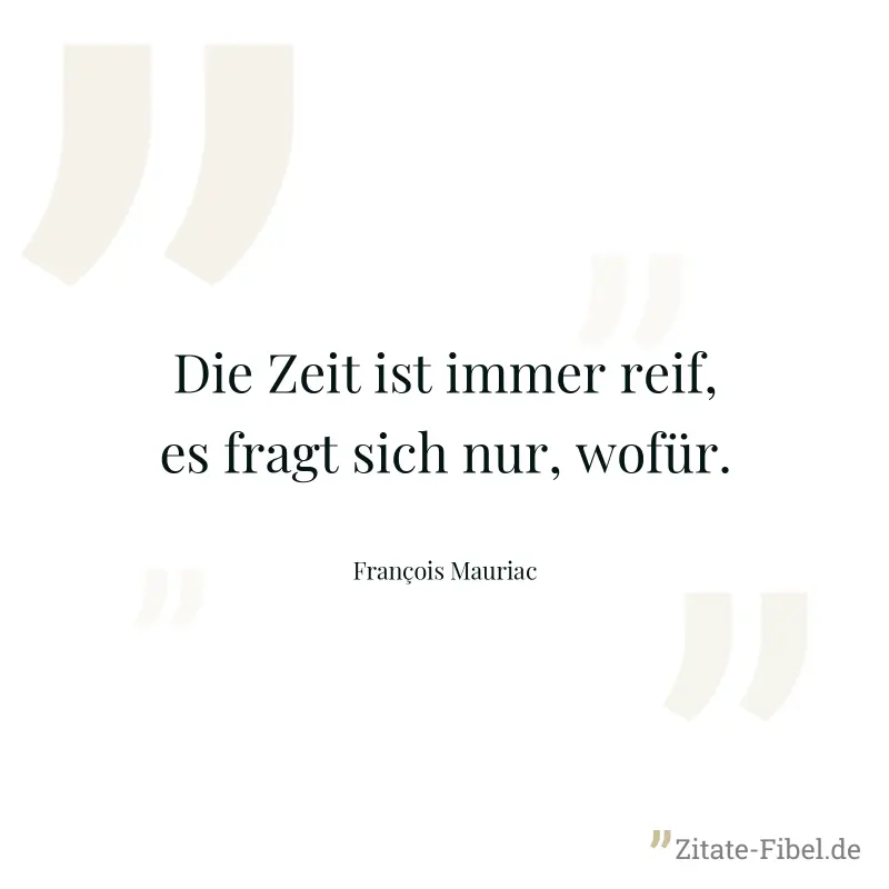 Die Zeit ist immer reif, es fragt sich nur, wofür. - François Mauriac