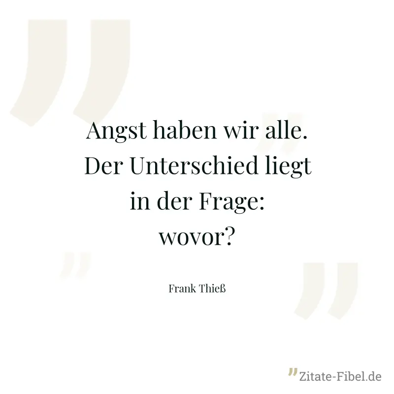 Angst haben wir alle. Der Unterschied liegt in der Frage: wovor? - Frank Thieß