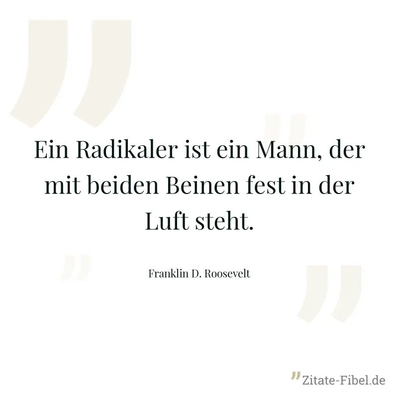 Ein Radikaler ist ein Mann, der mit beiden Beinen fest in der Luft steht. - Franklin D. Roosevelt
