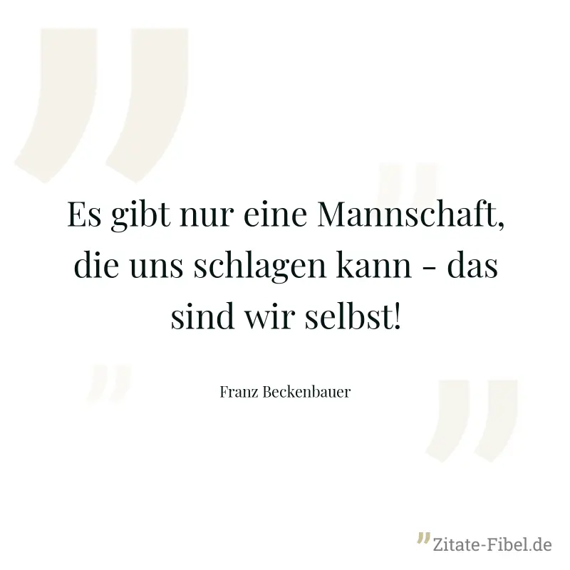 Es gibt nur eine Mannschaft, die uns schlagen kann - das sind wir selbst!