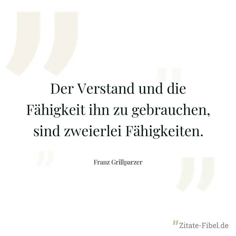 Der Verstand und die Fähigkeit ihn zu gebrauchen, sind zweierlei Fähigkeiten. - Franz Grillparzer