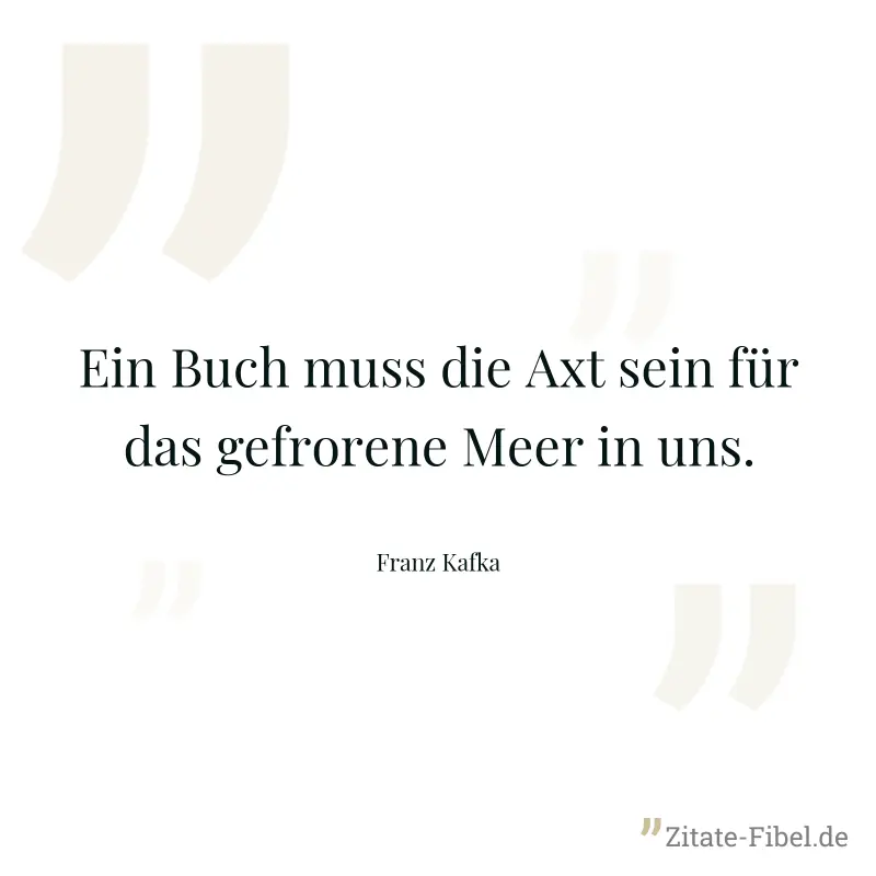 Ein Buch muss die Axt sein für das gefrorene Meer in uns. - Franz Kafka