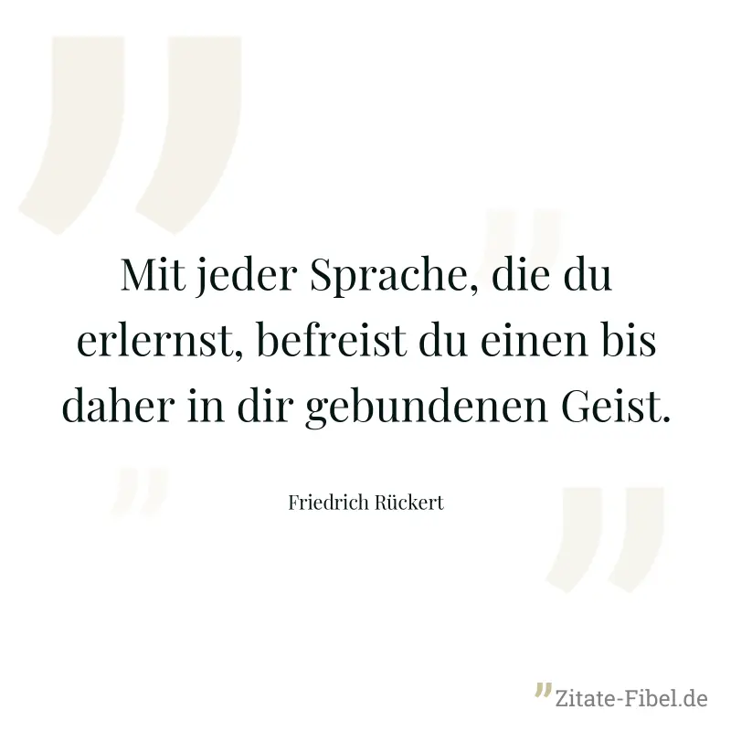 Mit jeder Sprache, die du erlernst, befreist du einen bis daher in dir gebundenen Geist. - Friedrich Rückert
