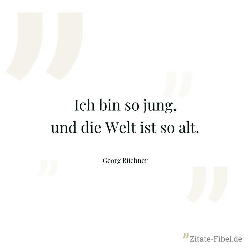 Ich bin so jung, und die Welt ist so alt. - Georg Büchner