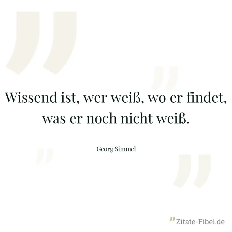 Wissend ist, wer weiß, wo er findet, was er noch nicht weiß. - Georg Simmel